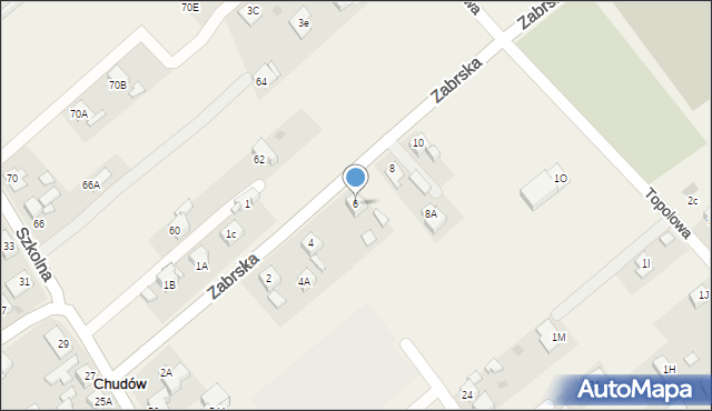 Chudów, Zabrska, 6, mapa Chudów