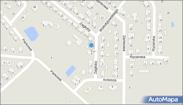 Ciechanów, Zagłoby Jana Onufrego, 5a, mapa Ciechanów