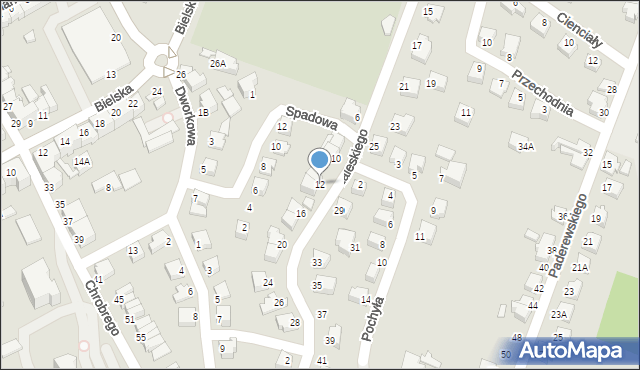 Cieszyn, Zaleskiego Józefa, 12, mapa Cieszyna