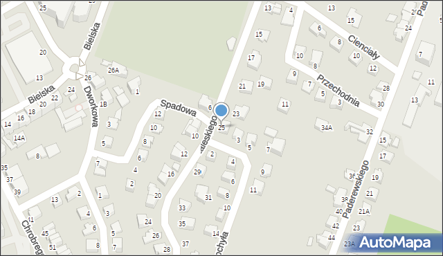 Cieszyn, Zaleskiego Józefa, 25, mapa Cieszyna