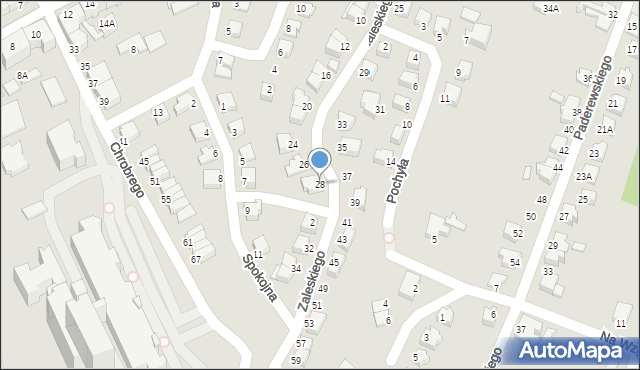 Cieszyn, Zaleskiego Józefa, 28, mapa Cieszyna