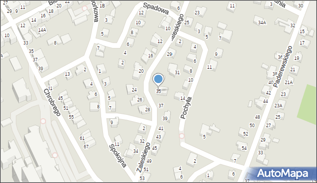 Cieszyn, Zaleskiego Józefa, 35, mapa Cieszyna