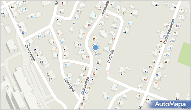 Cieszyn, Zaleskiego Józefa, 37, mapa Cieszyna