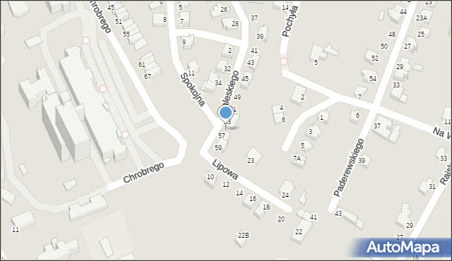 Cieszyn, Zaleskiego Józefa, 55, mapa Cieszyna