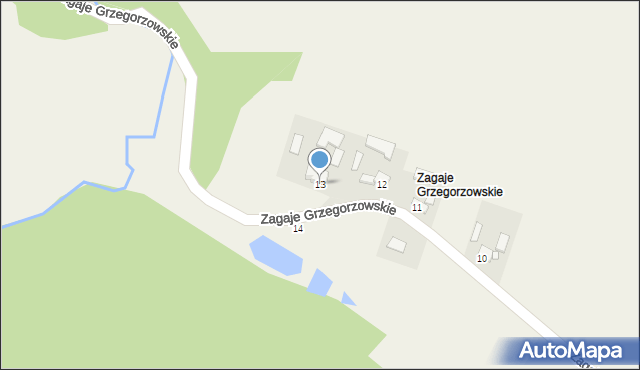 Czajęcice, Zagaje Grzegorzowskie, 13, mapa Czajęcice