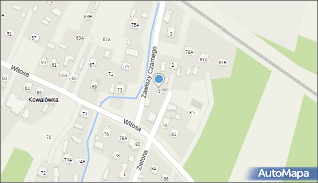 Czarna, Zawiszy Czarnego, 1, mapa Czarna