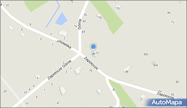 Czchów, Zapotocze, 85, mapa Czchów