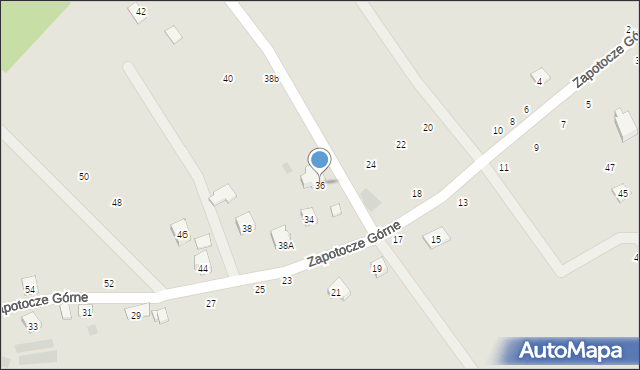 Czchów, Zapotocze Górne, 36, mapa Czchów