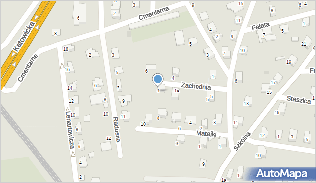 Czechowice-Dziedzice, Zachodnia, 3, mapa Czechowic-Dziedzic