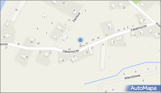 Czernichów, Zakamycze, 22, mapa Czernichów