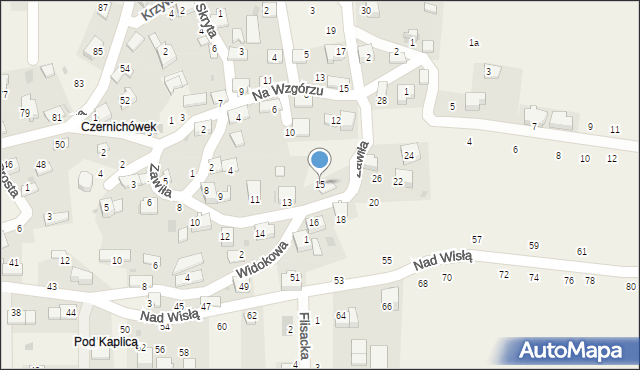 Czernichów, Zawiła, 15, mapa Czernichów