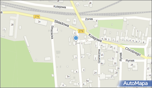 Czerwieńsk, Zachodnia, 1, mapa Czerwieńsk