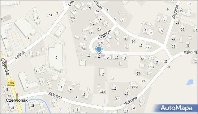 Czerwonak, Zagórze, 12, mapa Czerwonak