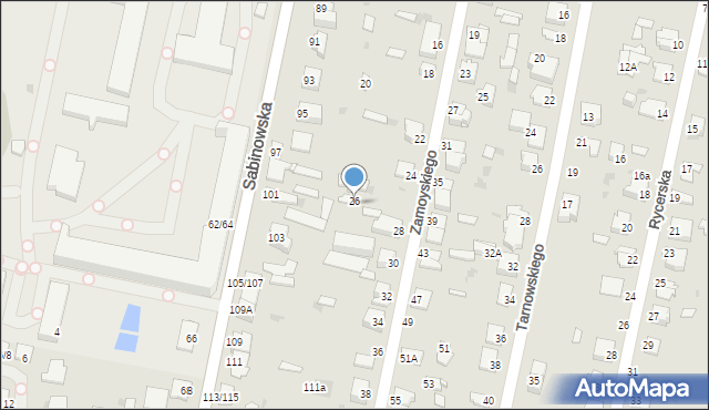 Częstochowa, Zamoyskiego Jana, hetm., 26a, mapa Częstochowy