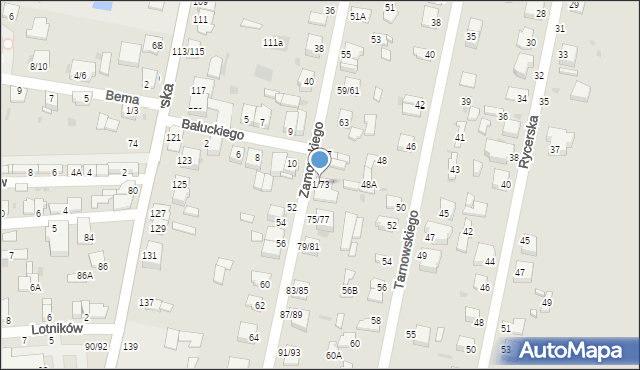 Częstochowa, Zamoyskiego Jana, hetm., 71/73, mapa Częstochowy