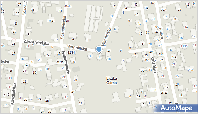 Częstochowa, Zawierciańska, 1, mapa Częstochowy