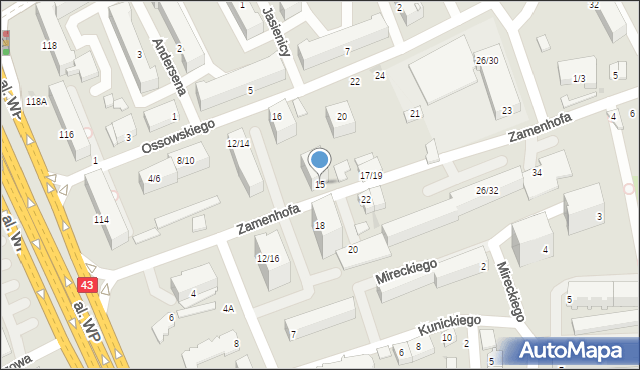 Częstochowa, Zamenhofa Ludwika, dr., 15, mapa Częstochowy