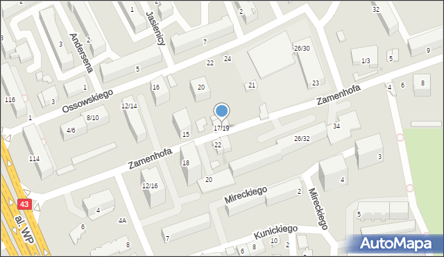 Częstochowa, Zamenhofa Ludwika, dr., 17/19, mapa Częstochowy