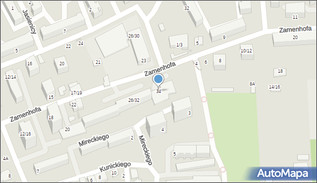 Częstochowa, Zamenhofa Ludwika, dr., 34, mapa Częstochowy