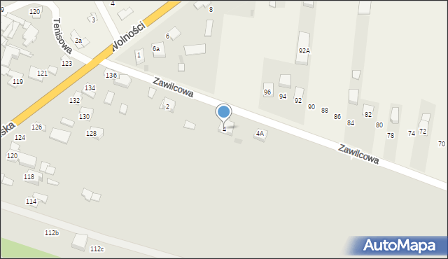 Częstochowa, Zawilcowa, 4, mapa Częstochowy