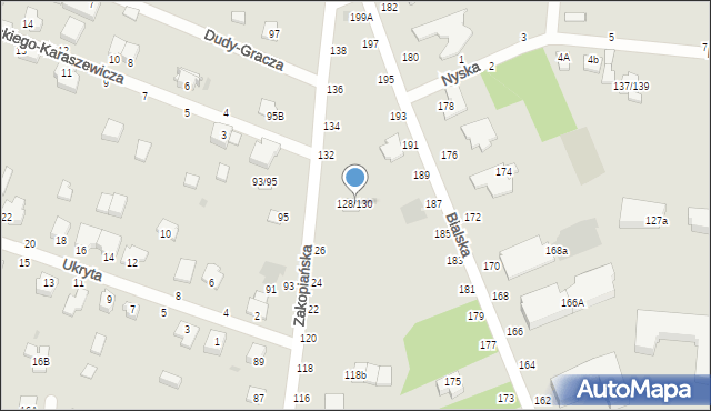 Częstochowa, Zakopiańska, 128/130, mapa Częstochowy