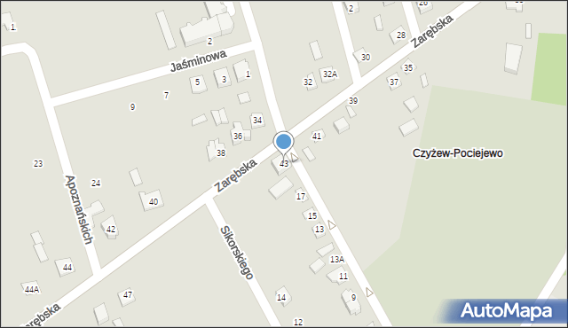 Czyżew, Zarębska, 43, mapa Czyżew