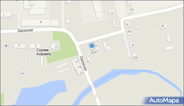 Czyżew, Zarzecze, 13, mapa Czyżew