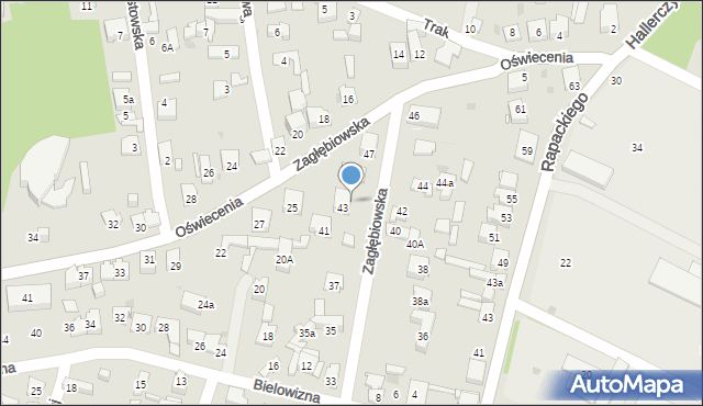 Dąbrowa Górnicza, Zagłębiowska, 43a, mapa Dąbrowa Górnicza