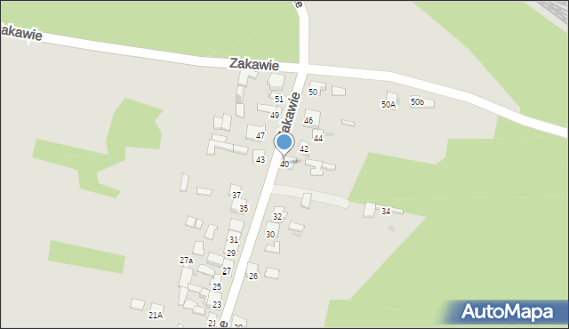 Dąbrowa Górnicza, Zakawie, 40, mapa Dąbrowa Górnicza