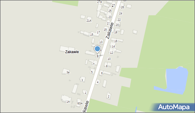 Dąbrowa Górnicza, Zakawie, 9, mapa Dąbrowa Górnicza