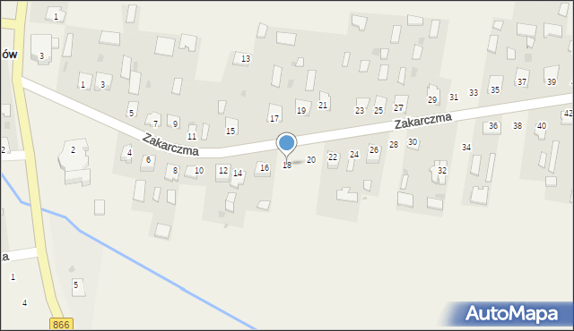 Dachnów, Zakarczma, 18, mapa Dachnów