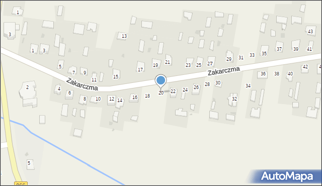 Dachnów, Zakarczma, 20, mapa Dachnów