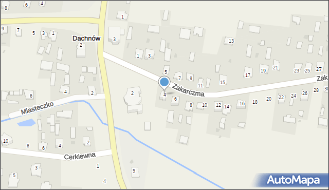 Dachnów, Zakarczma, 4, mapa Dachnów