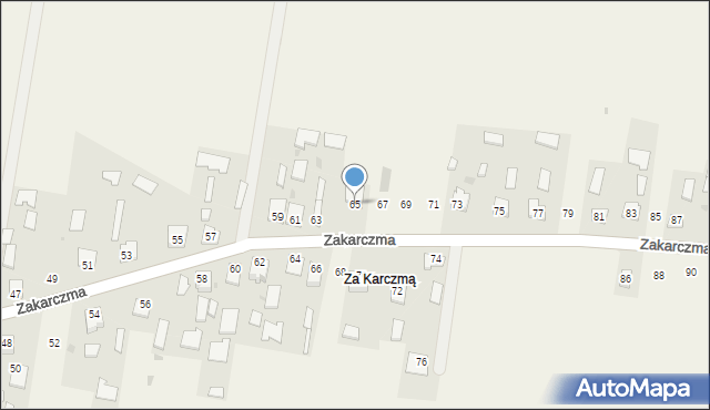 Dachnów, Zakarczma, 65, mapa Dachnów