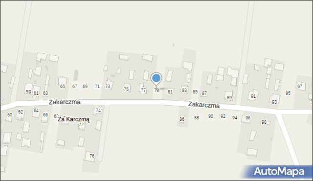 Dachnów, Zakarczma, 79, mapa Dachnów