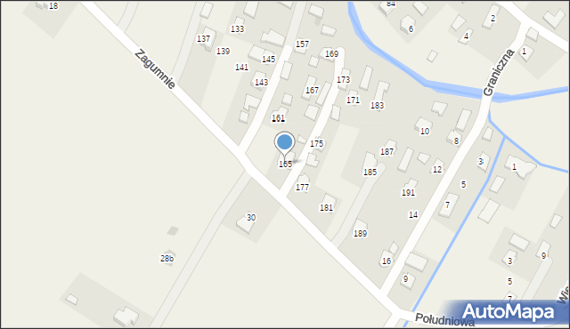 Długie, Zagumnie, 165, mapa Długie