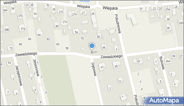 Długołęka, Zawadzkiego Aleksandra, gen., 50, mapa Długołęka