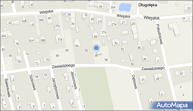 Długołęka, Zawadzkiego Aleksandra, gen., 60, mapa Długołęka
