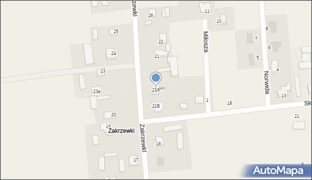 Dobroń, Zakrzewki, 21A, mapa Dobroń