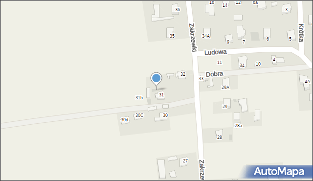 Dobroń, Zakrzewki, 31a, mapa Dobroń