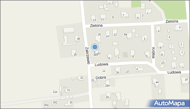 Dobroń, Zakrzewki, 34A, mapa Dobroń
