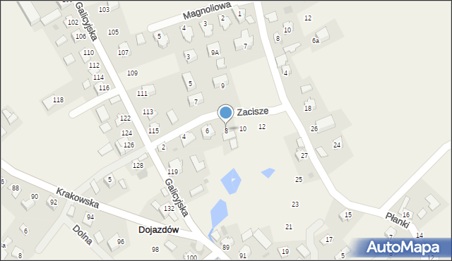 Dojazdów, Zacisze, 8, mapa Dojazdów