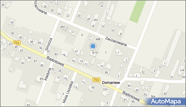 Domaniew, Zaczarowana, 5, mapa Domaniew