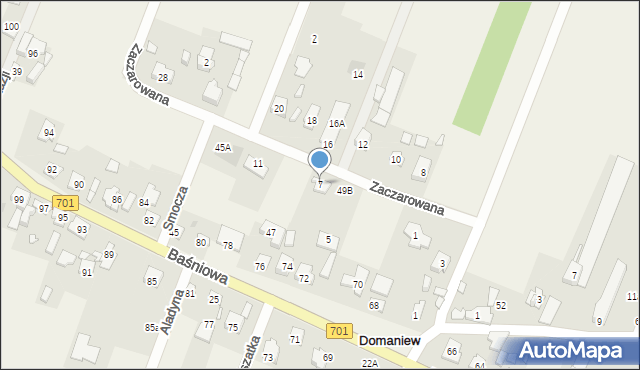 Domaniew, Zaczarowana, 7, mapa Domaniew