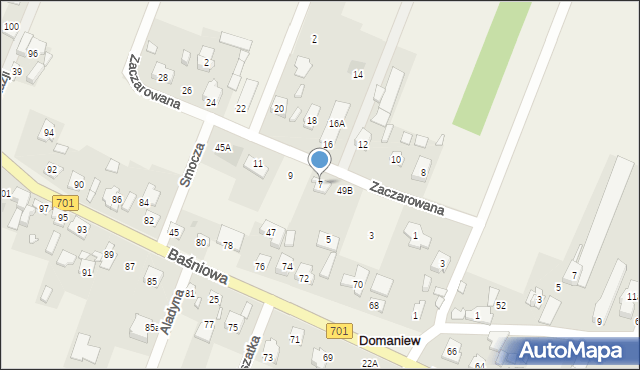 Domaniew, Zaczarowana, 7, mapa Domaniew