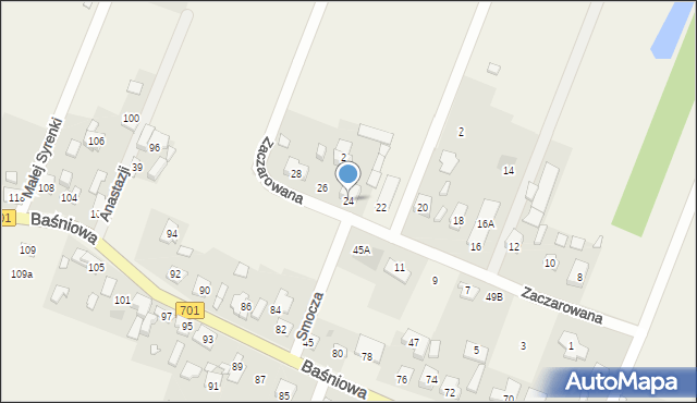 Domaniewek, Zaczarowana, 24, mapa Domaniewek