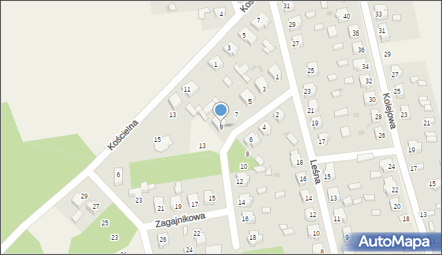 Domaniewice, Zagajnikowa, 9, mapa Domaniewice