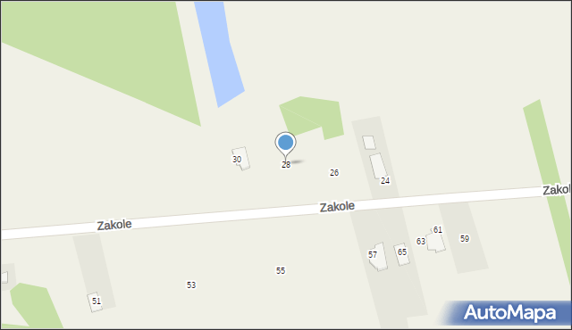 Dręszew, Zakole, 28, mapa Dręszew