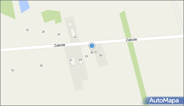 Dręszew, Zakole, 61, mapa Dręszew