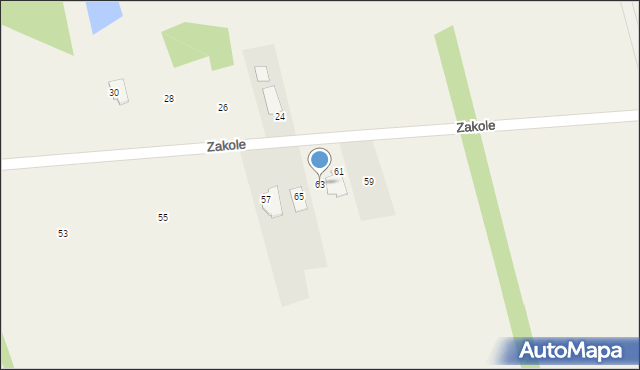 Dręszew, Zakole, 63, mapa Dręszew